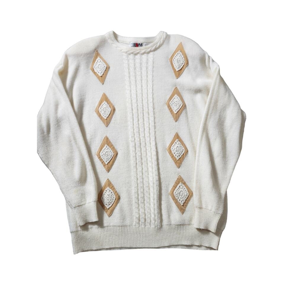 L'eau Vive Women's Timeless Retro Boho Wool Blend Minimalist Crochet Sweater L